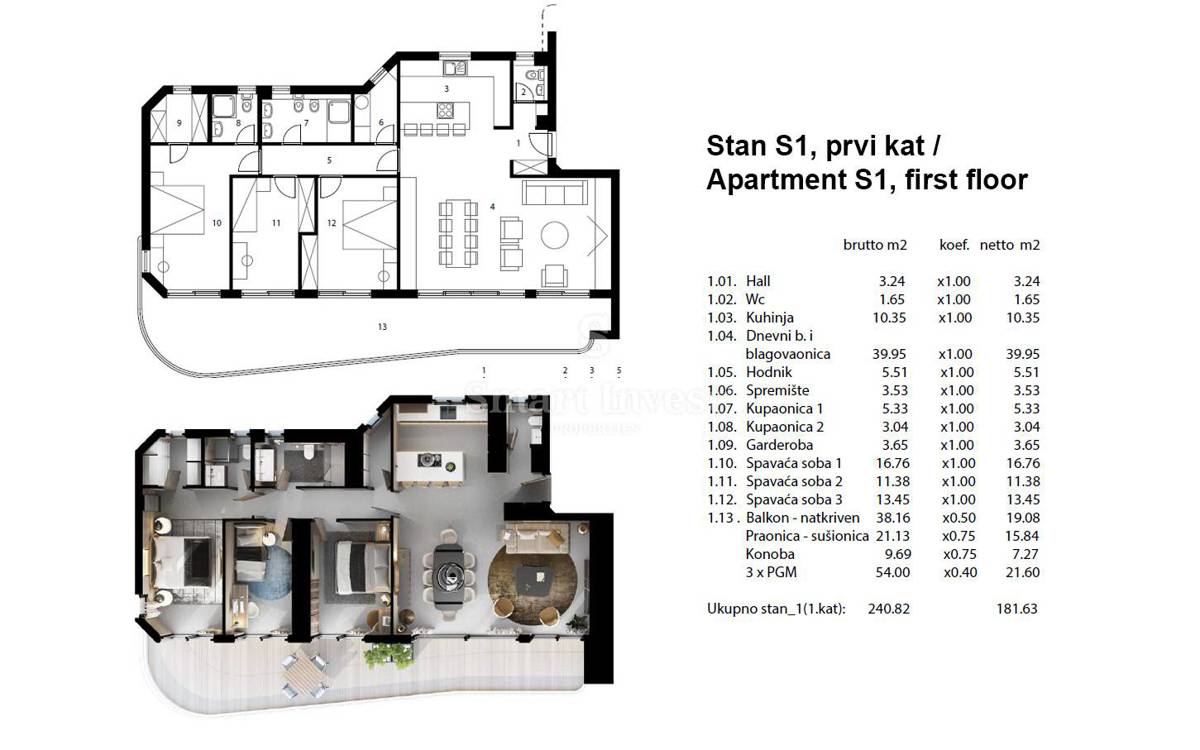 OPATIJA, Luxury 3-bedrooms apartment with sea view and garage (S1) 