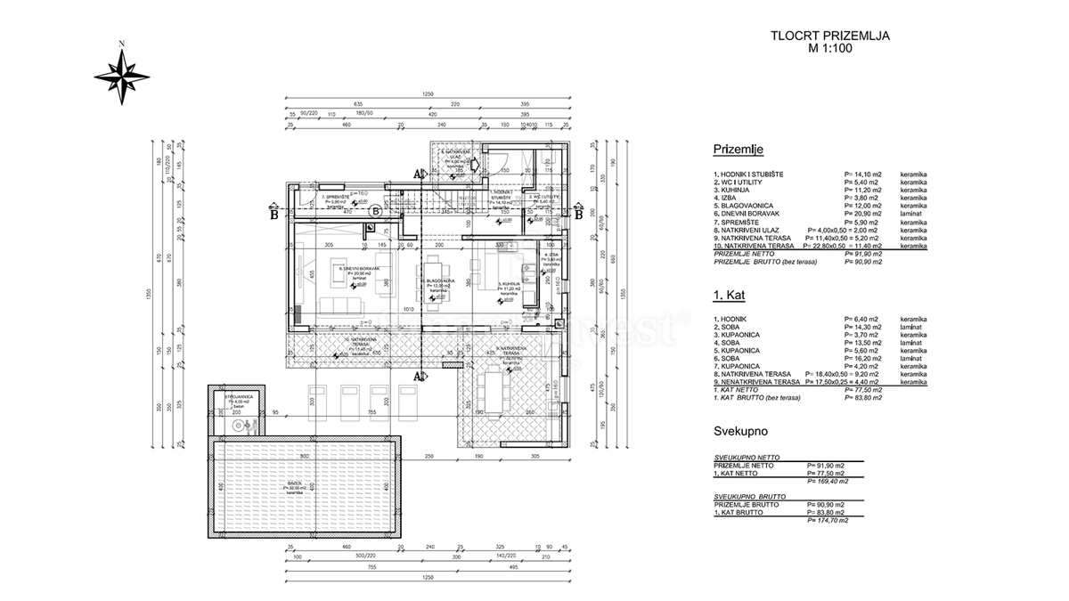 ISTRA - RABAC, nedokončana hiša z bazenom 3 km od morja