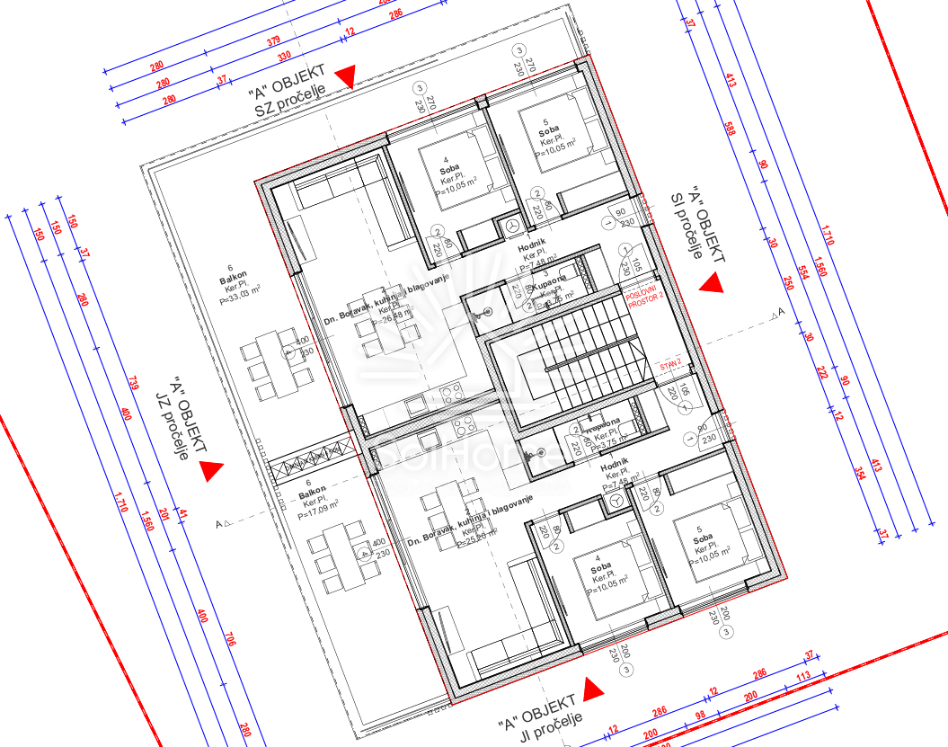 Apartmaji v prvem nadstropju ob morju v Novalji