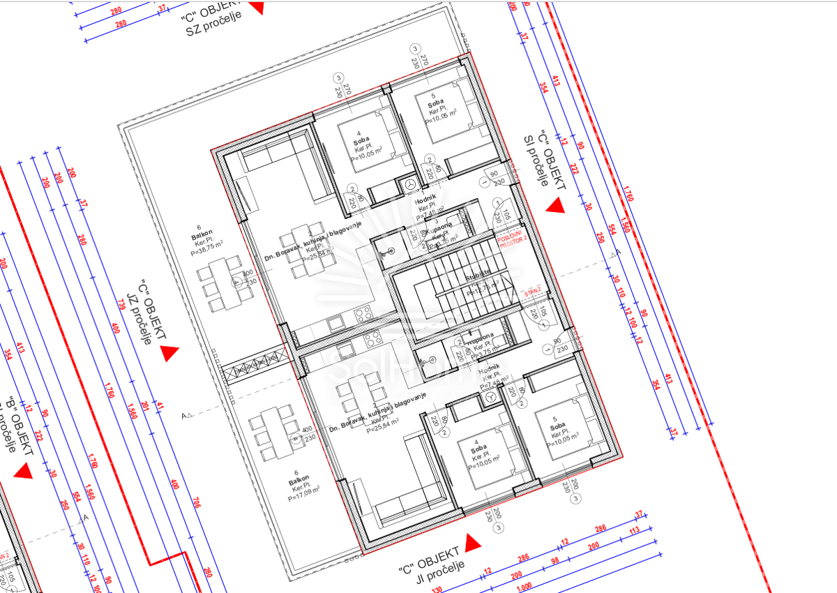 Apartmaji v prvem nadstropju ob morju v Novalji