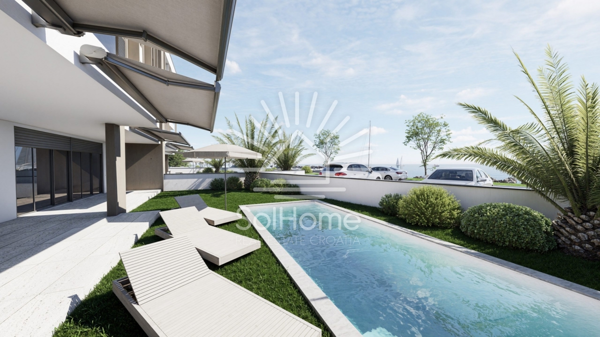 Razkošen penthouse apartma s bazenom ob morju v Zatonu - Zadar