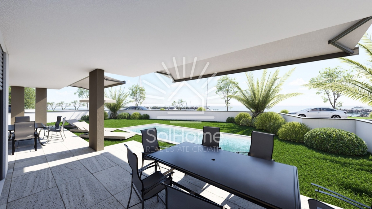 Razkošno stanovanje z bazenom ob morju v Zatonu - Zadar