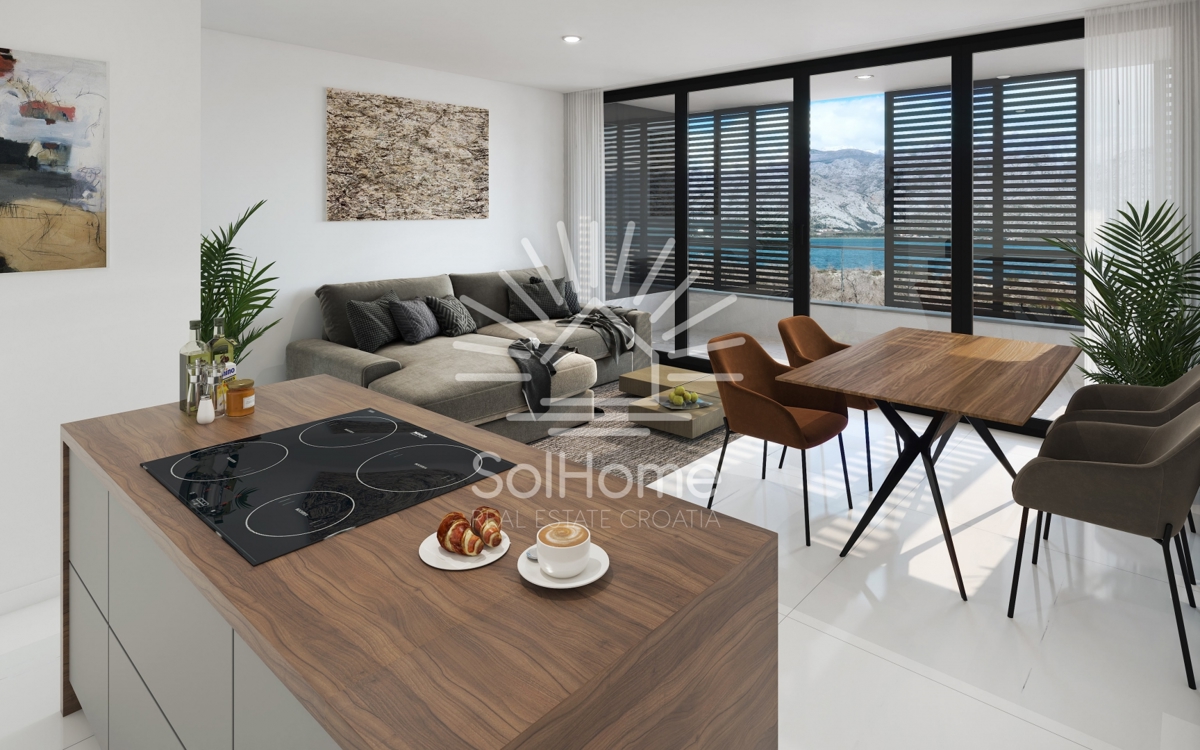 Luksuzno stanovanje z zasebnim bazenom in pogledom na morje pri Zadru