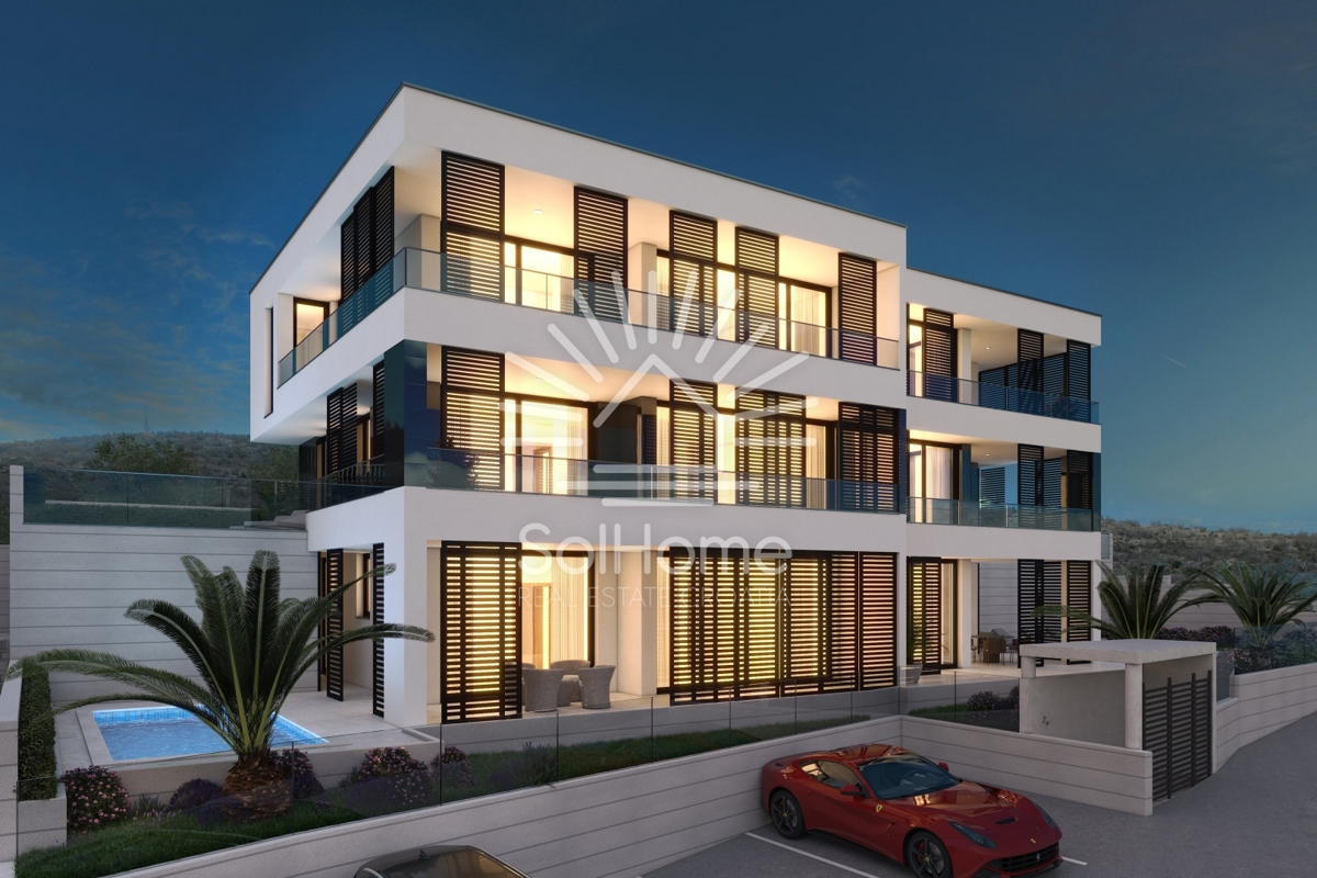 Luksuzno stanovanje z zasebnim bazenom in pogledom na morje pri Zadru