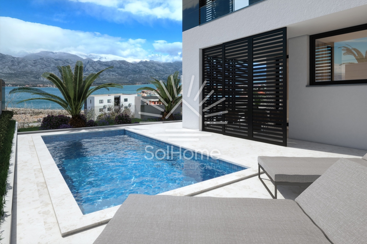 Luksuzno stanovanje z zasebnim bazenom in pogledom na morje pri Zadru