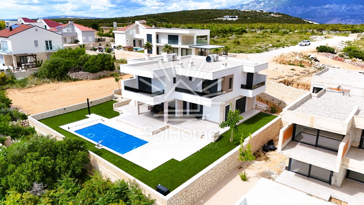 Video! Hiša s panoramskim pogledom na morje in bazenom | Novalja - Hrvaška