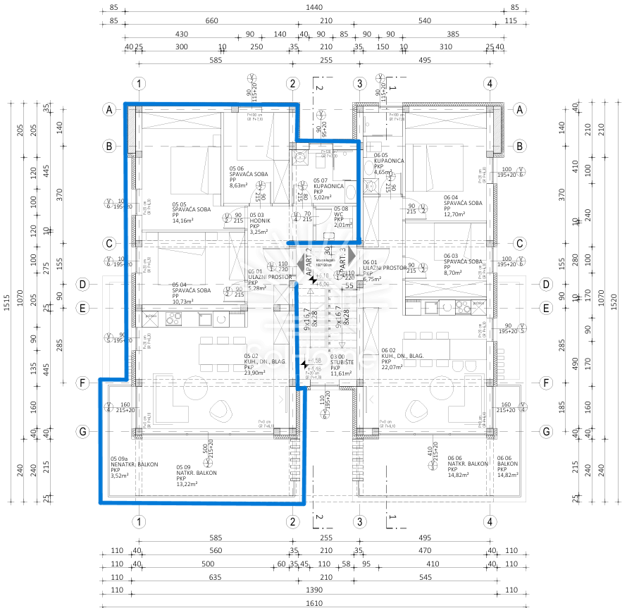Apartma s pogledom na morje in mesto, Novalja - Hrvaška