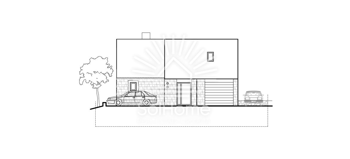 Hiša z panoramskim pogledom na morje in bazenom v Novalji.