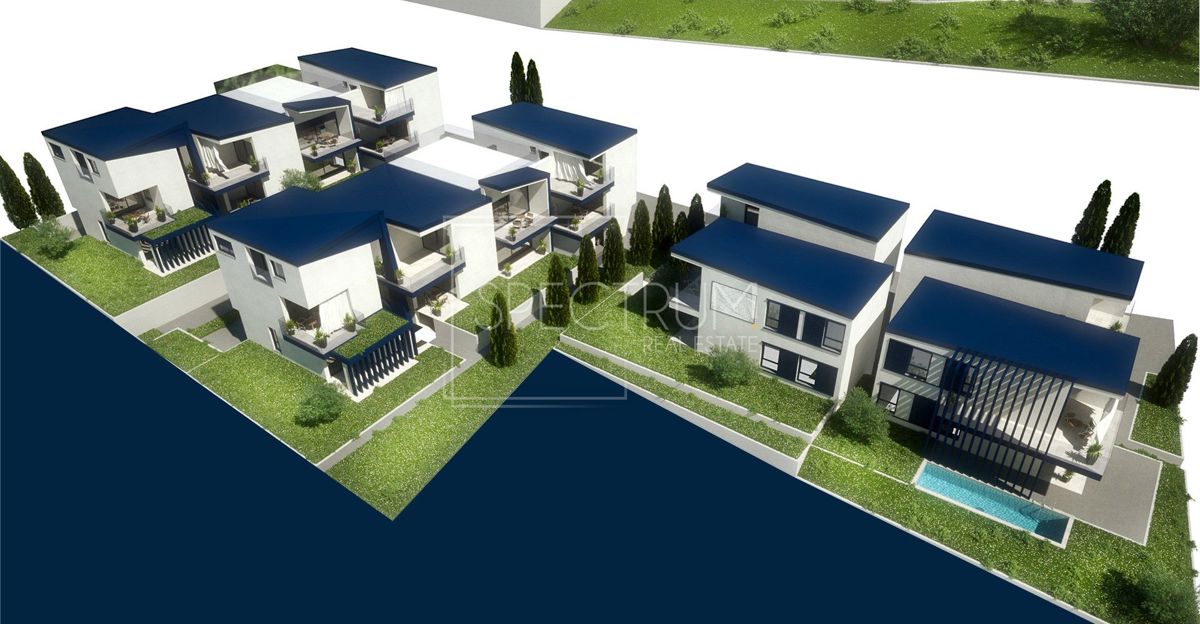 Okolica Umaga, moderna dvoetažna 350 m od morja