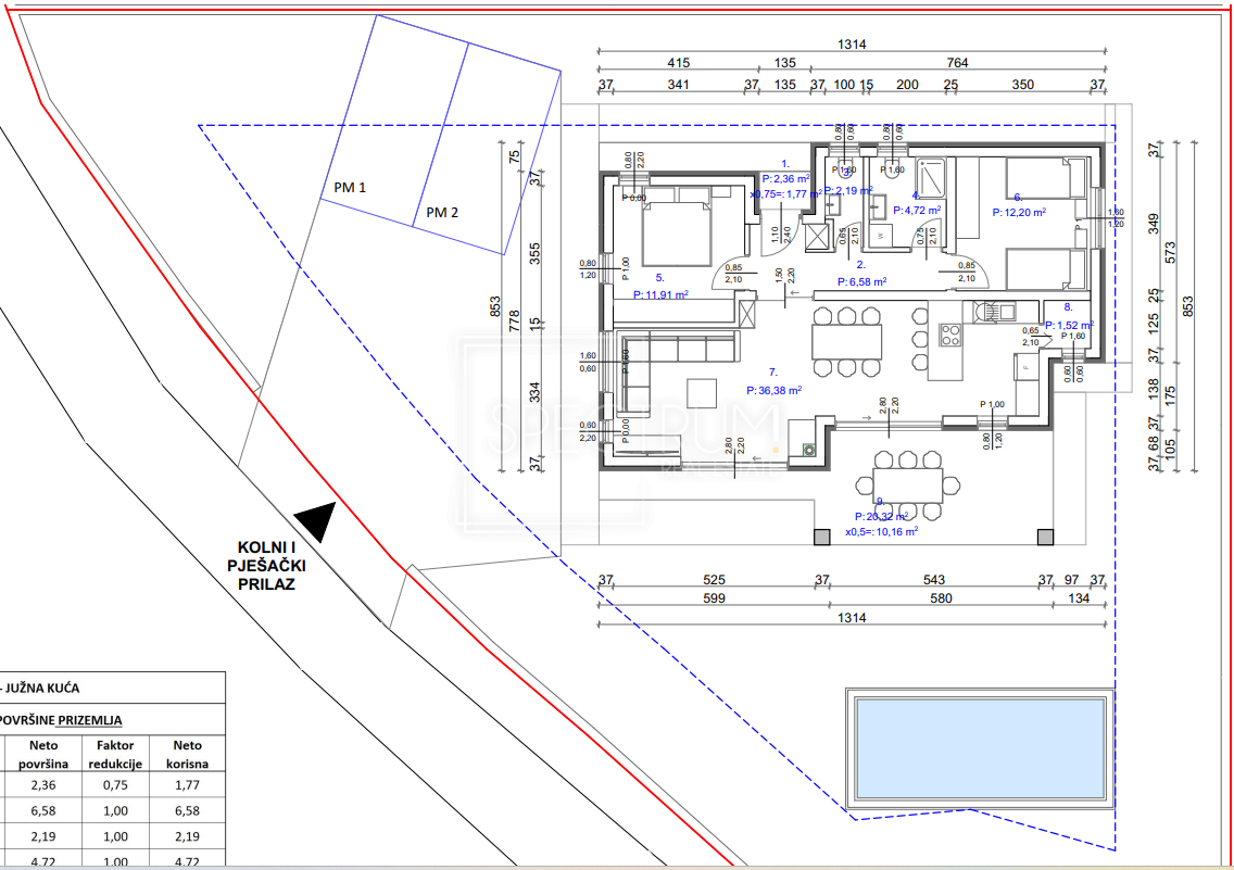 Območje Svetvinčenta, zemljišče z dovoljenjem za gradnjo hiše z bazenom