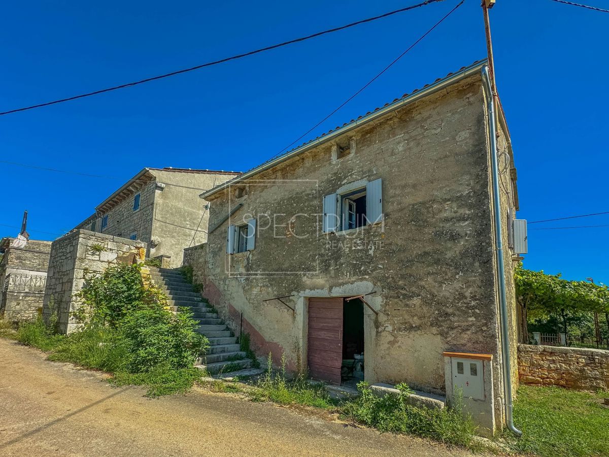 Okolica Višnjana, kamnita hiša z začeto prenovo