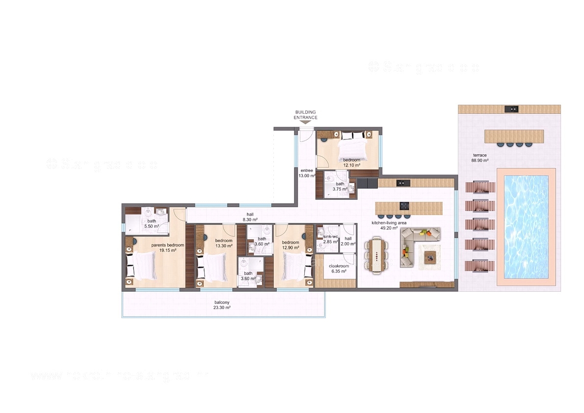 Krk okolica, lep apartma v 1. nadstropju z vrtom in bazenom, prodamo!