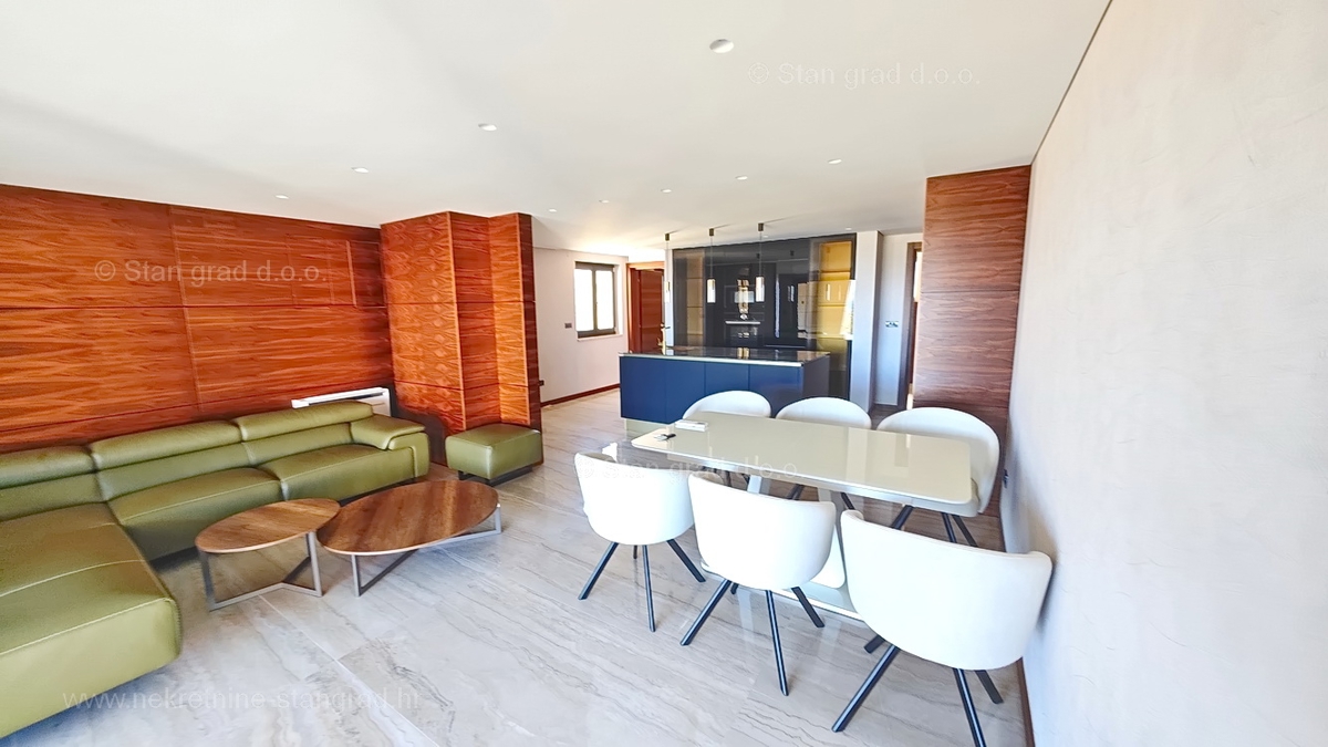 Malinska, novogradnja, moderno zasnovan penthouse s pogledom na morje in bazenom