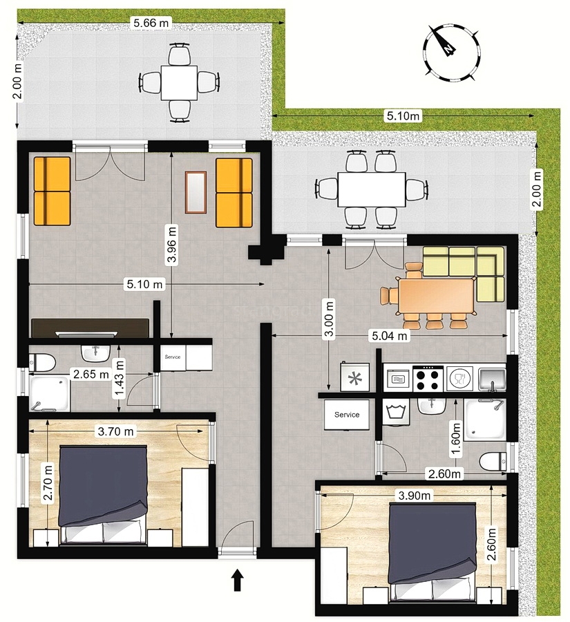 Baška, apartma v pritličju 200 m od morja!