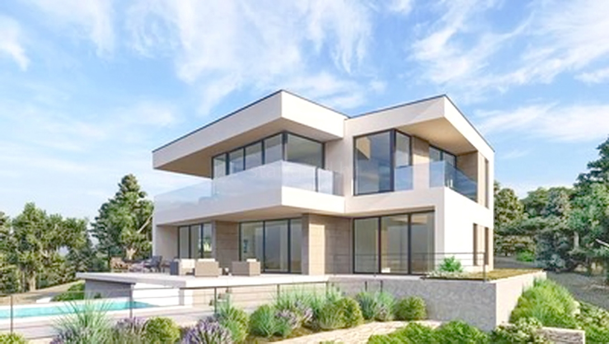 Okolica Krka, moderna hiša z odprtim pogledom na morje!