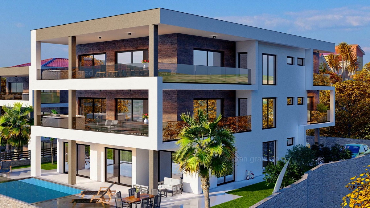 Otok Krk, Vrbnik, luksuzen apartma v 1. nadstropju z odprtim pogledom na morje!