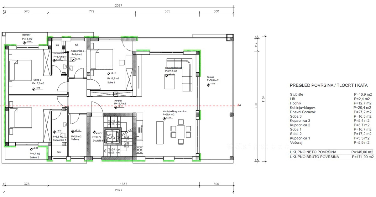 Otok Krk, Vrbnik, luksuzen apartma v 1. nadstropju z odprtim pogledom na morje!