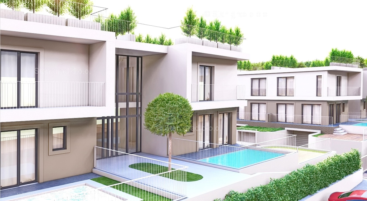 Crikvenica, nov dvoetažni apartma s strešno teraso in bazenom!