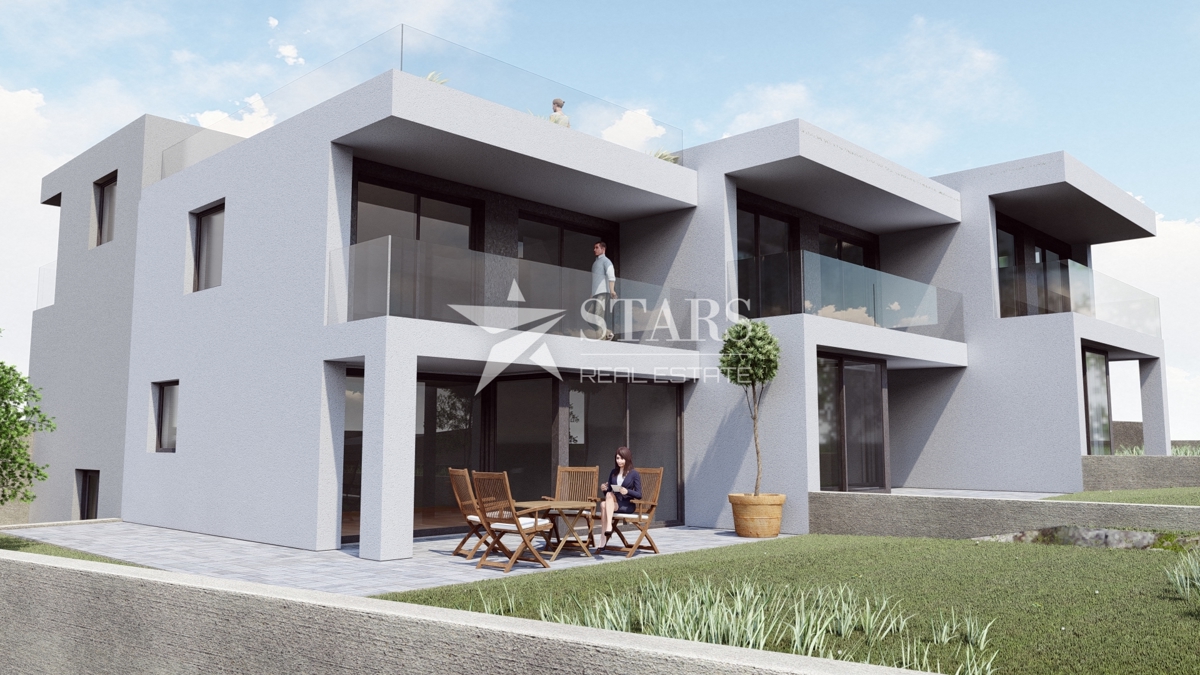 Kastav, Rubeši, vrstna hiša z garažo in pogledom na morje