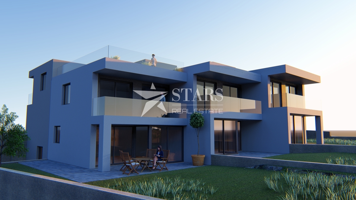 Kastav, Rubeši, vrstna hiša z garažo in pogledom na morje