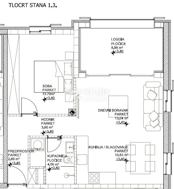 OTOK CRES, GRAD CRES – 1 spalnica + dnevna soba, vrhunska novogradnja v strogem centru, 50 m od morja