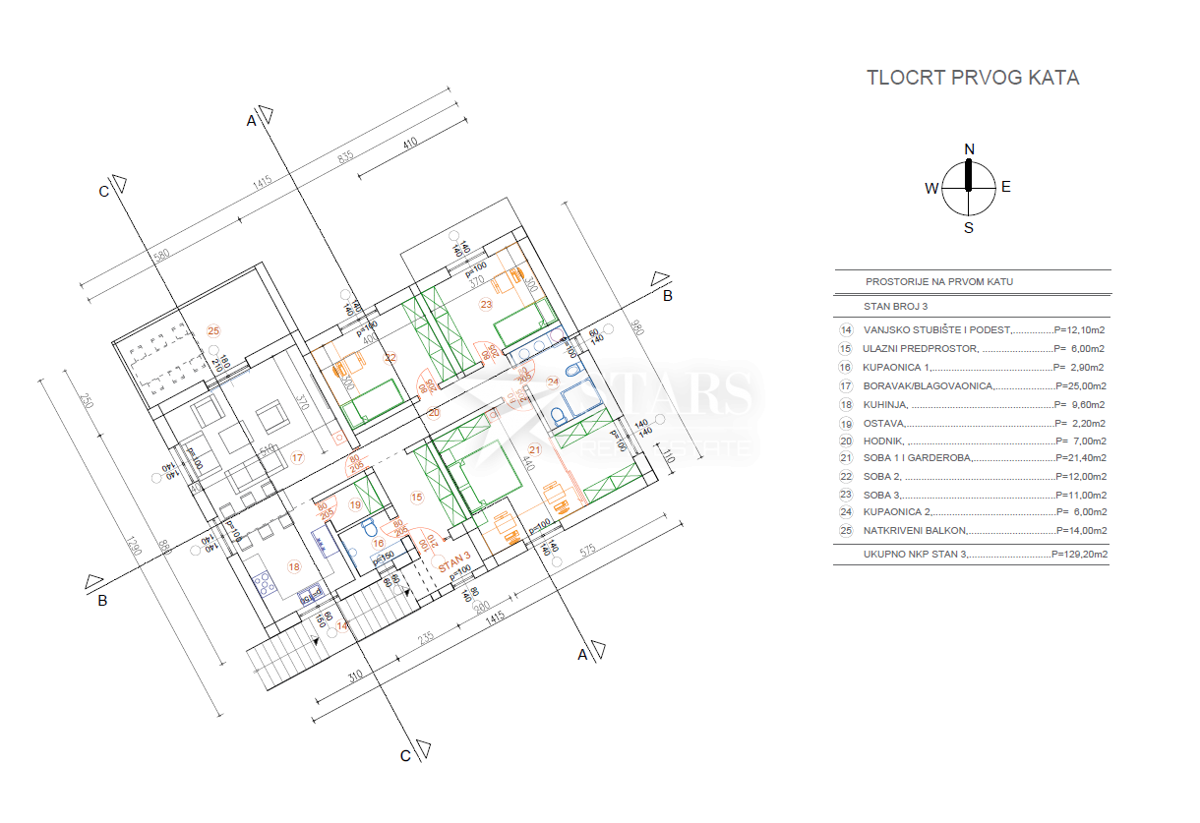Kastav, Žegoti – Novogradnja 3-sobno stanovanje z dnevno sobo, Garaža, Vrt