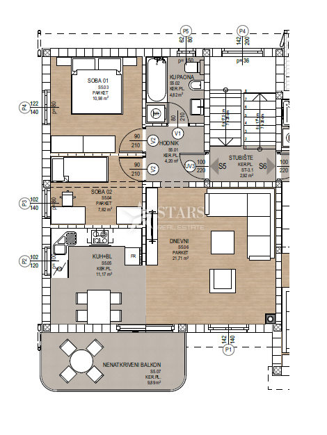 Viškovo, Kosi – 2 sobi + dnevna soba – 2. nadstropje – Novogradnja
