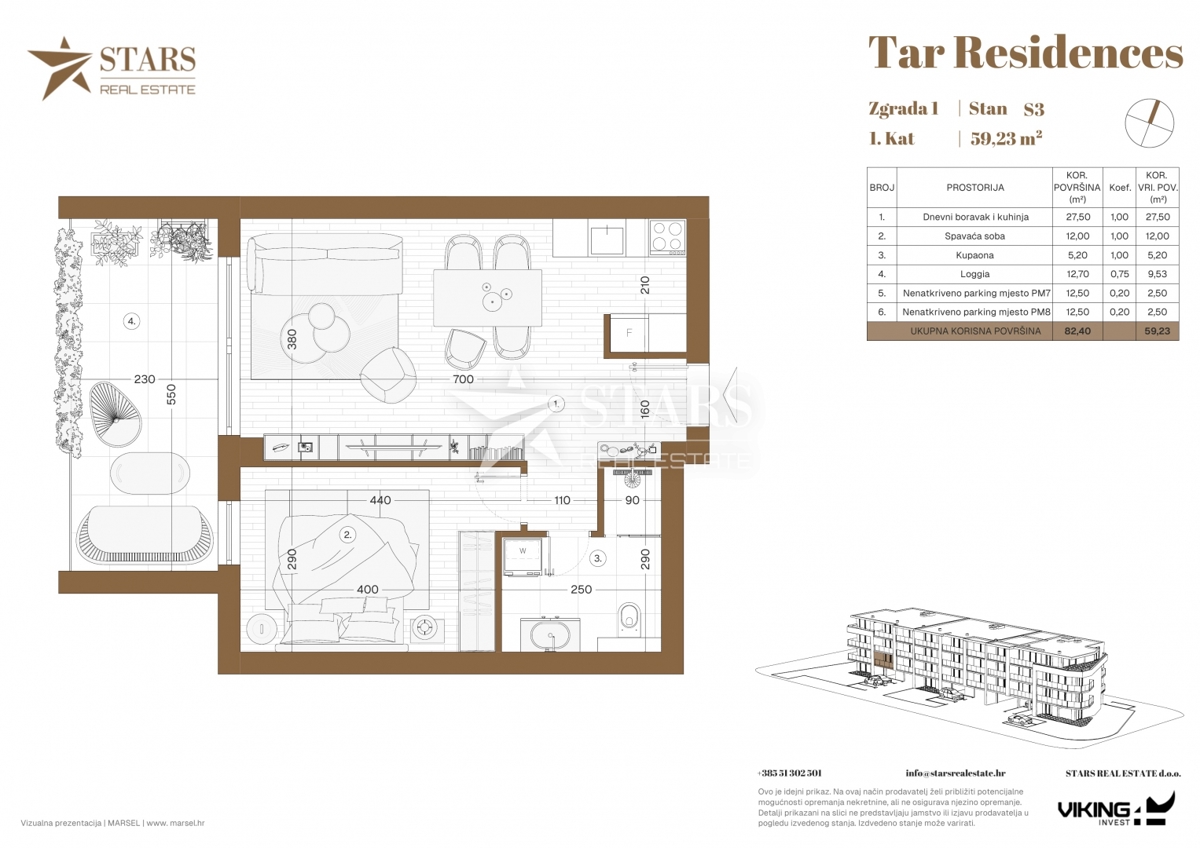 Tar – ekskluzivno, 1S + DB, novogradnja