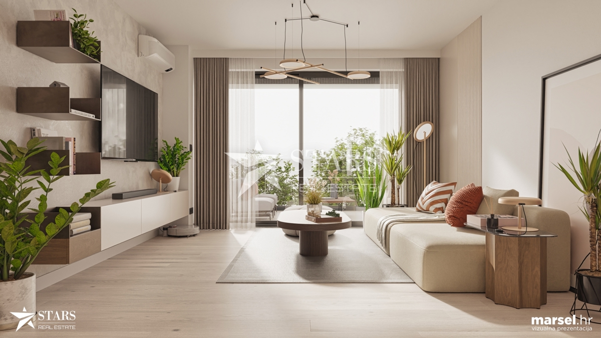 ekskluzivno, trisobno stanovanje z dnevno sobo, pritličje