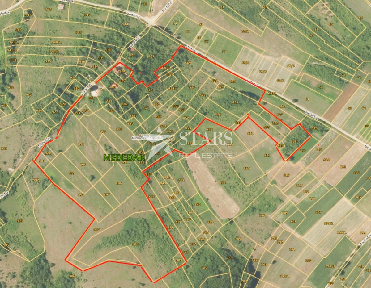 Plaški - Međeđak, stavbno - kmetijsko zemljišče 115.335 m2