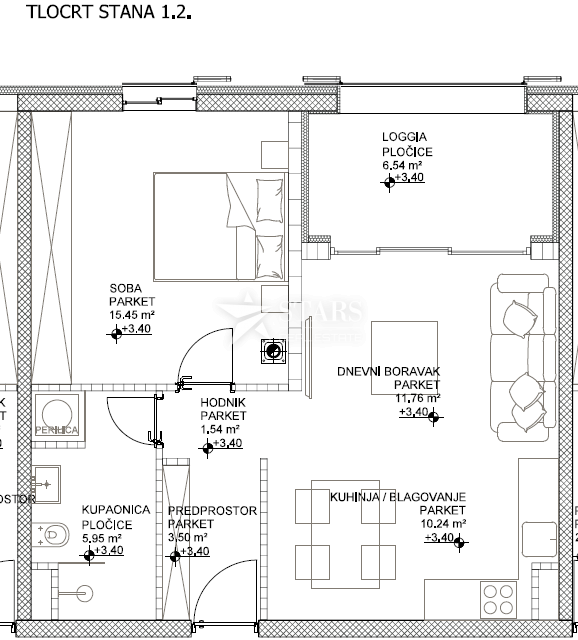 OTOK CRES, GRAD CRES – 1 spalnica + dnevna soba, vrhunska novogradnja v strogem centru, 50 m od morja