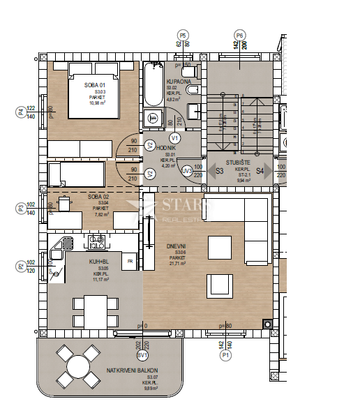 Viškovo, Kosi – 2 sobi + dnevna soba – 1. nadstropje – Novogradnja