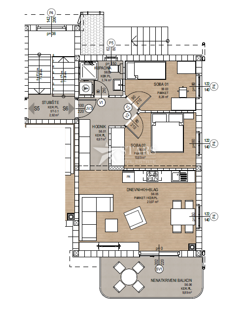 Viškovo, Kosi – 2 sobi + dnevna soba – 2. nadstropje – Novogradnja