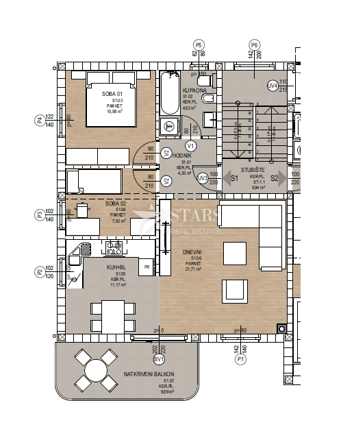 Viškovo, Kosi – 2 sobi + dnevna soba – Pritličje – Novogradnja