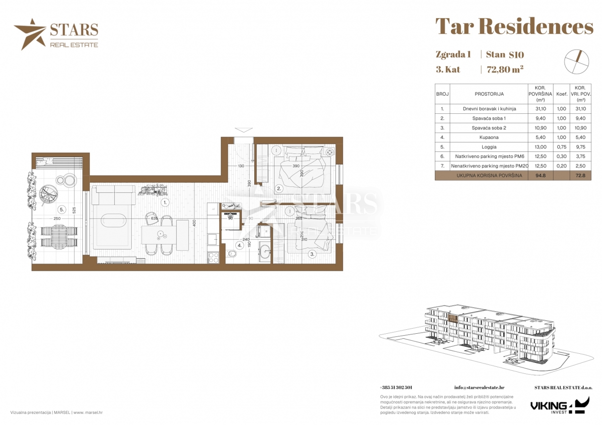 Tar – ekskluzivno, 2S + DB, novogradnja