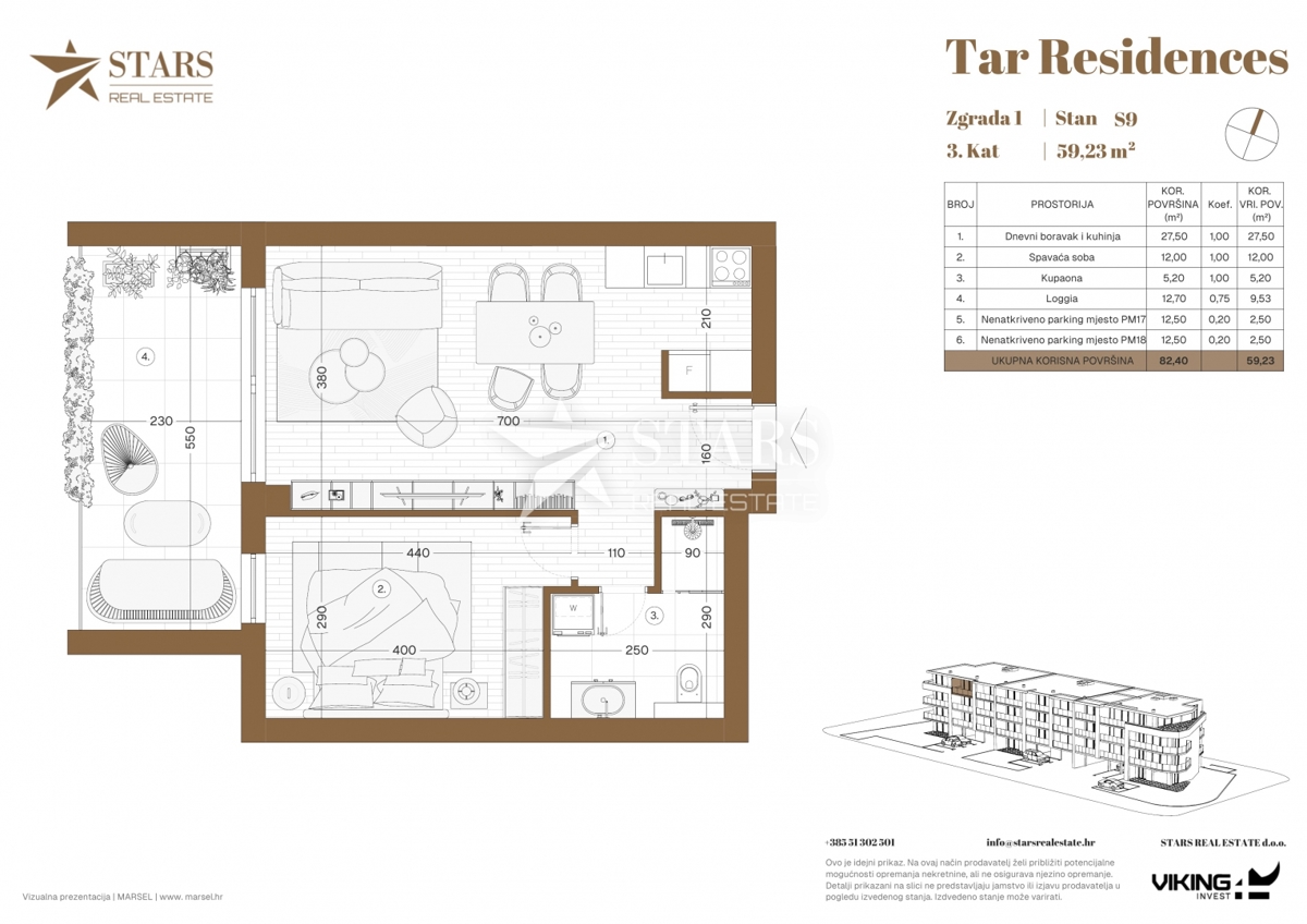 Tar – ekskluzivno, 1S + DB, novogradnja