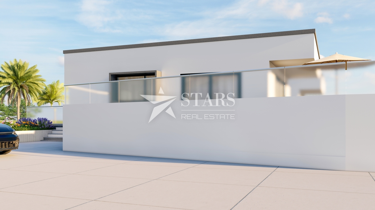 Krk, Brzac – Moderna dvojna vila z bazenom, strešno teraso in pogledom na morje