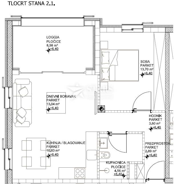OTOK CRES, GRAD CRES – 1 spalnica + DB, 2.nadstropje, vrhunska novogradnja v strogem centru, 50 m od morja