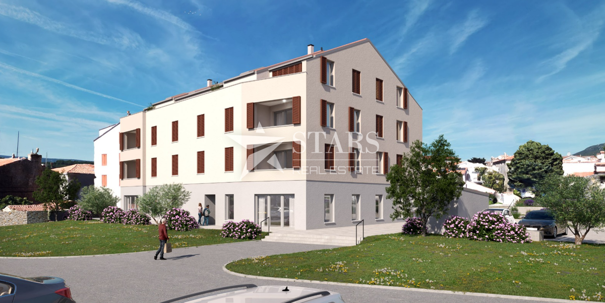 OTOK CRES, GRAD CRES – 2 spalnice + dnevna soba, drugo nadstropje, rhunska novogradnja v strogem centru, 50 m od morja