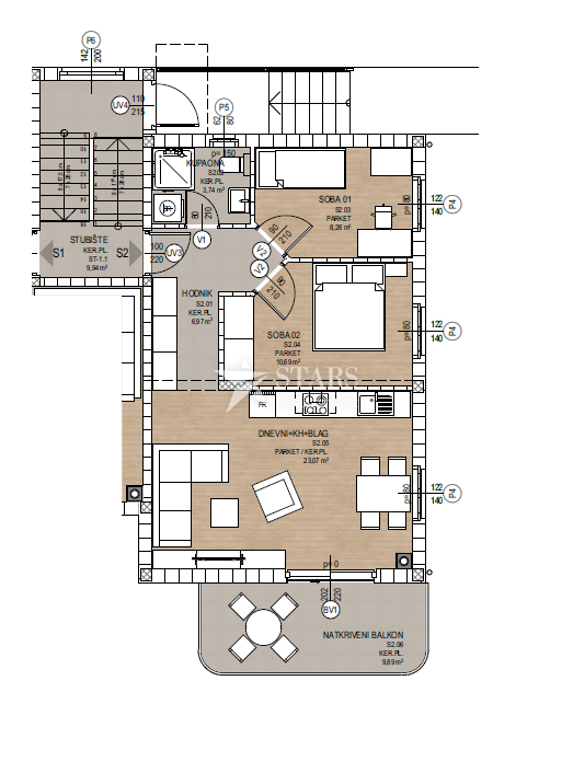 Viškovo, Kosi – 2 sobi + dnevna soba – Pritličje – Novogradnja