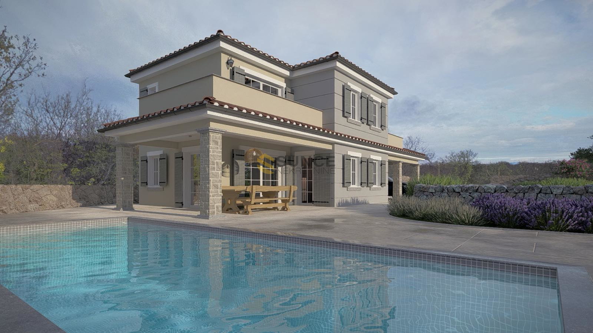 Otok Krk, Garica zemljišče z gradbenim dovoljenjem za samostojno hišo!