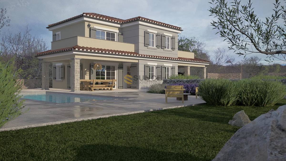 Otok Krk, Garica zemljišče z gradbenim dovoljenjem za samostojno hišo!