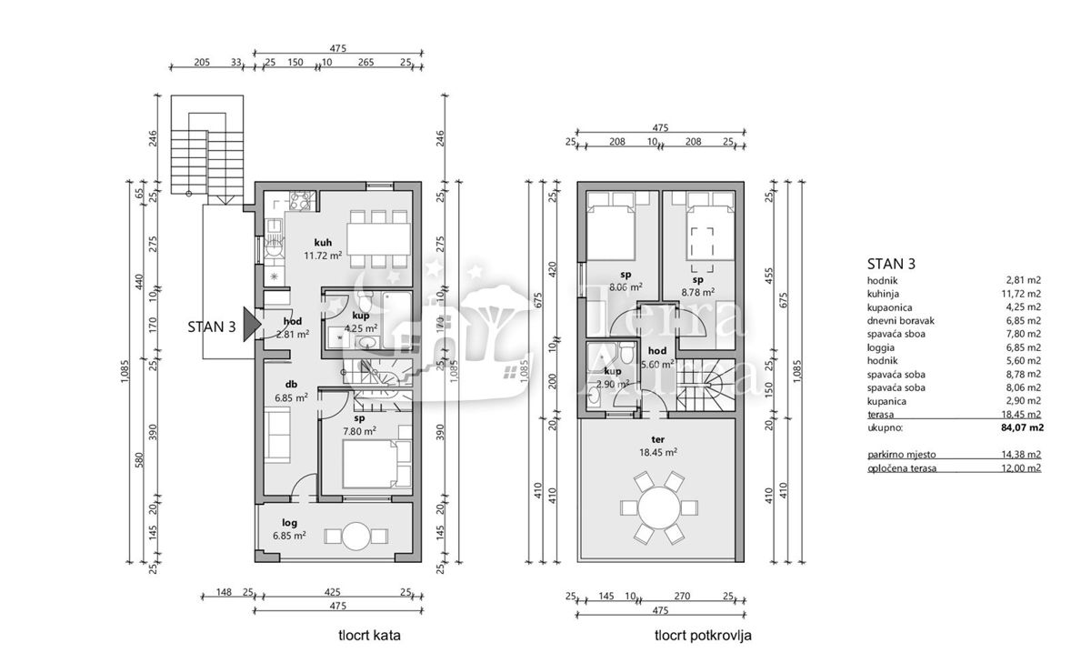 Apartma Kornić, Krk, 84,07m2