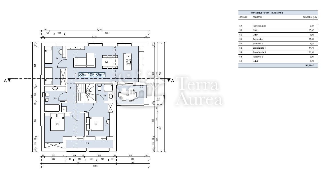 Apartma Malinska, Malinska-Dubašnica, 105,85m2