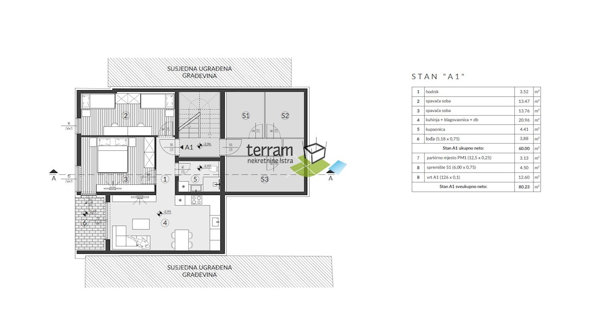 Istra, Medulin, Banjole, pritlični apartma 80,23 m2, 2s, parking, vrt, blizu morja, NOVO!! #razprodaja