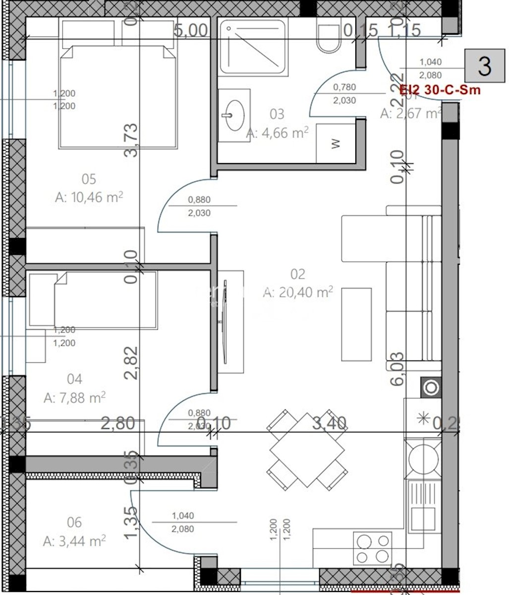 Istra, Pula, Monvidal, stanovanje 56,79m2, 2SS+DB, NOVO #prodaja