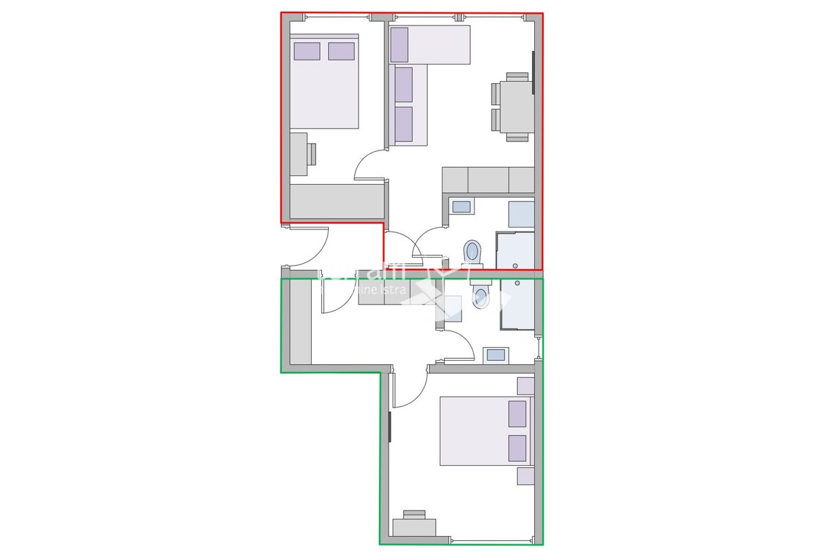 Istra, Pula, Veruda, dva apartmaja 60,57 m2, 2s+db, odlična lokacija # prodaja