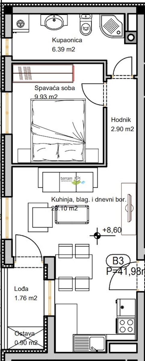 Istra, Pula, Center, stanovanje 41,98m2, novogradnja #prodaja