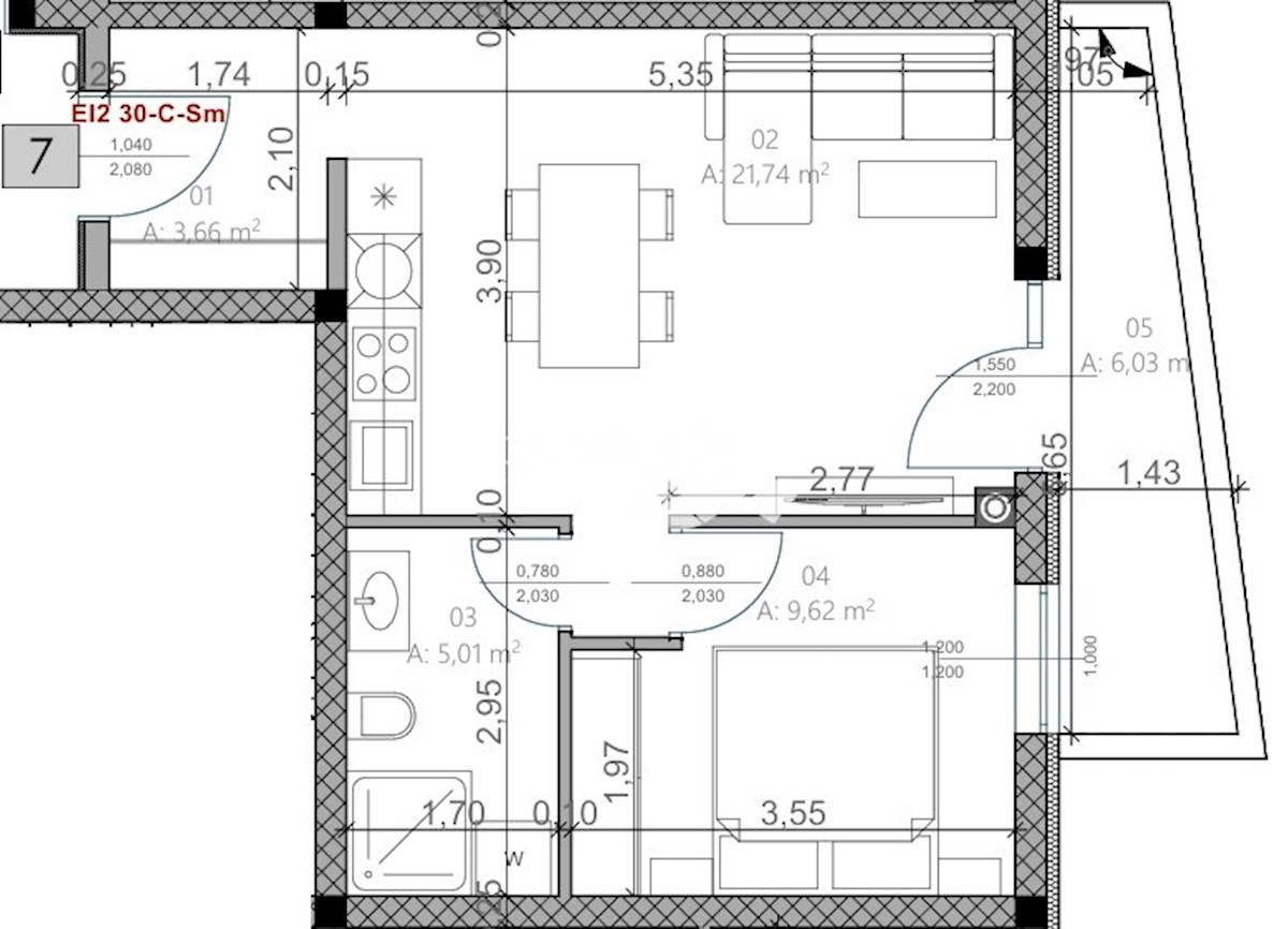 Istra, Pula, Monvidal, stanovanje 52,04m2, 1SS+DB, NOVO #prodaja