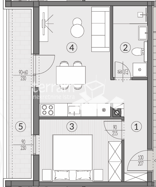 Istra, Pula, okolica, stanovanje 48,51 m2, drugo nadstropje 1SS+DB, dva parkirna mesta, NOVO!! #prodaja